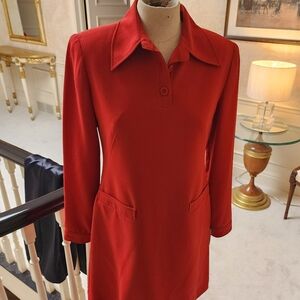 Tahari Elegant Red Long Sleeve Dress